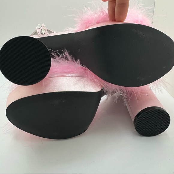 Dolls Kill Pink Platform Heels with Rhinestones and Fur